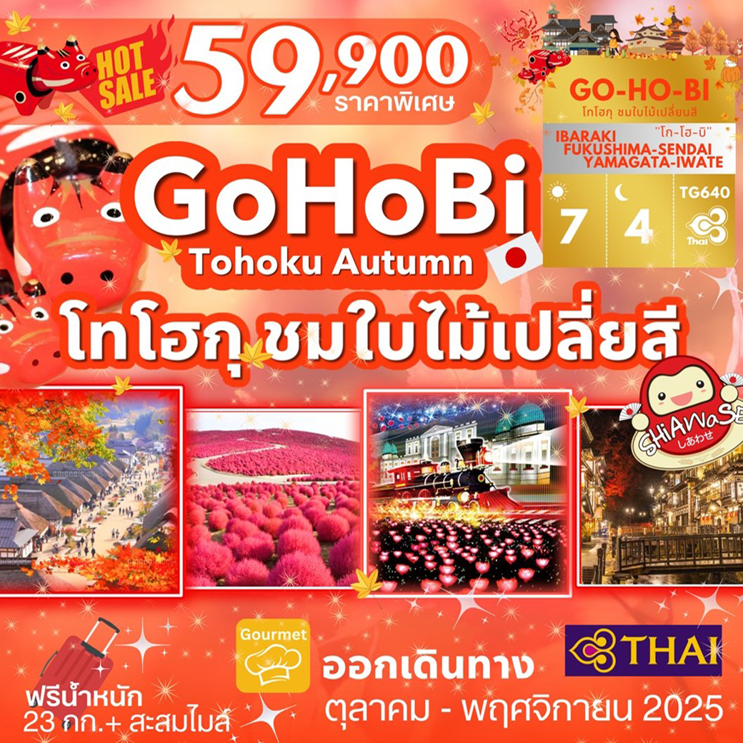 ทัวร์ญี่ปุ่น TOHOKU AUTUMN ILLUMINATION FAMILY TOUR  7วัน 4คืน (TG)