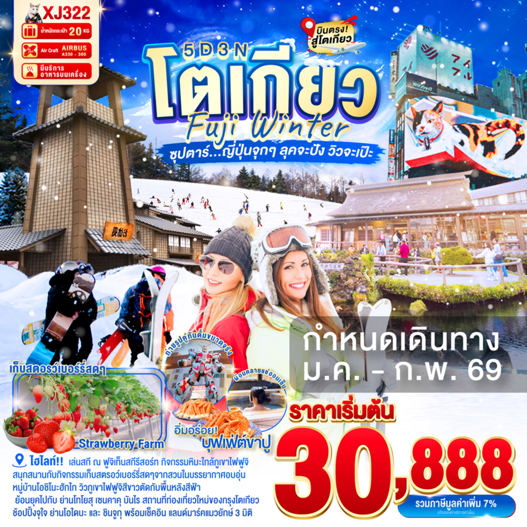 ทัวร์ญี่ปุ่น TOKYO FUJI WINTER 5วัน 3คืน (XJ)
