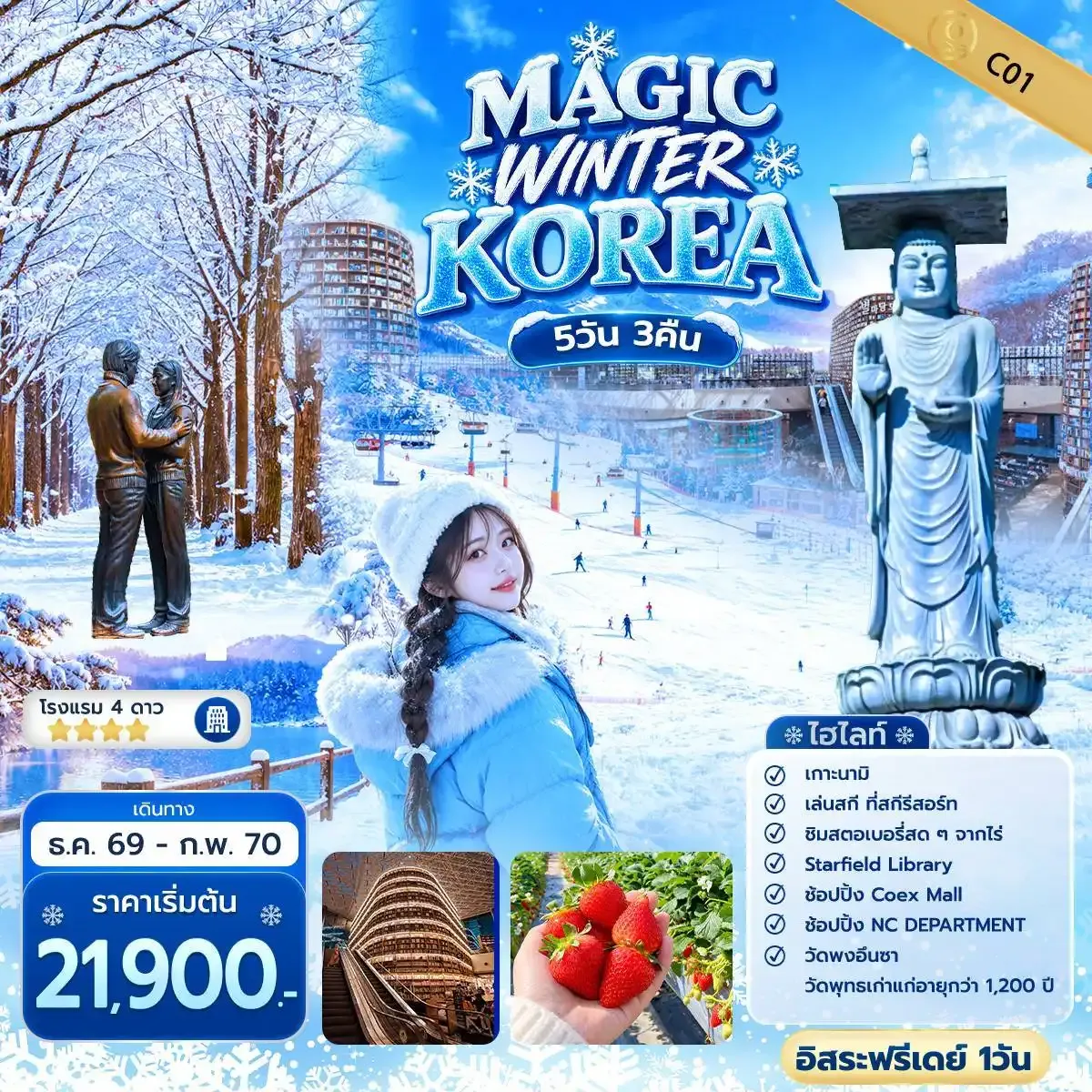 ทัวร์เกาหลี MAGIC WINTER KOREA 5วัน 3คืน (TW)